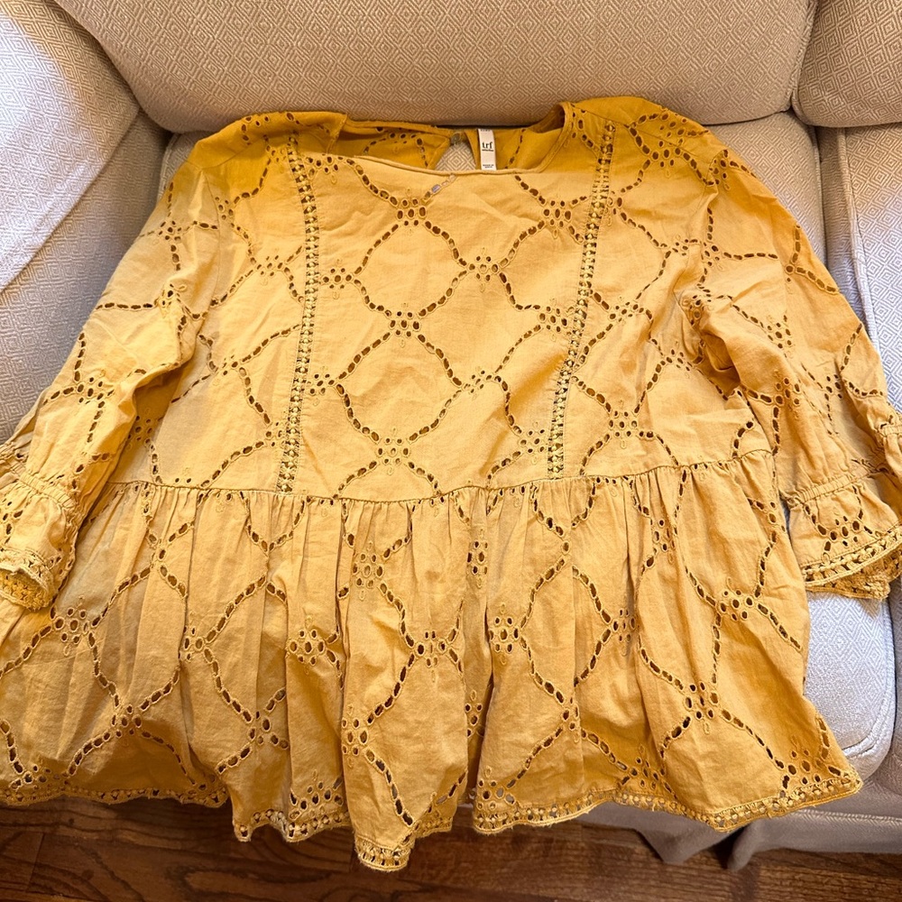 Yellow Zara top with details